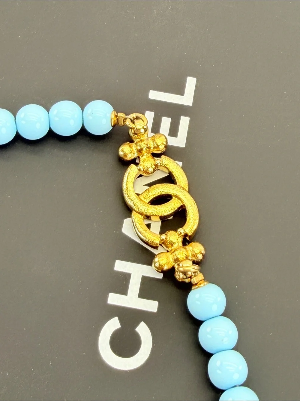 Chanel Choker Coco Mark/Flower C23A Choker Tiffany Blue